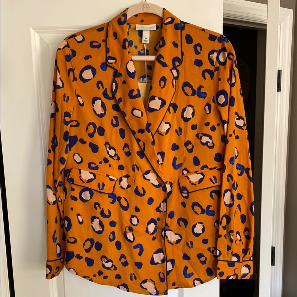 Orange Leopard Print Blazer